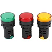 Heschen 22mm LED Indicador Piloto Luz AD16-22D-S 24VDC 20mA Rojo Verde Amarillo Color de la luz 3Pack